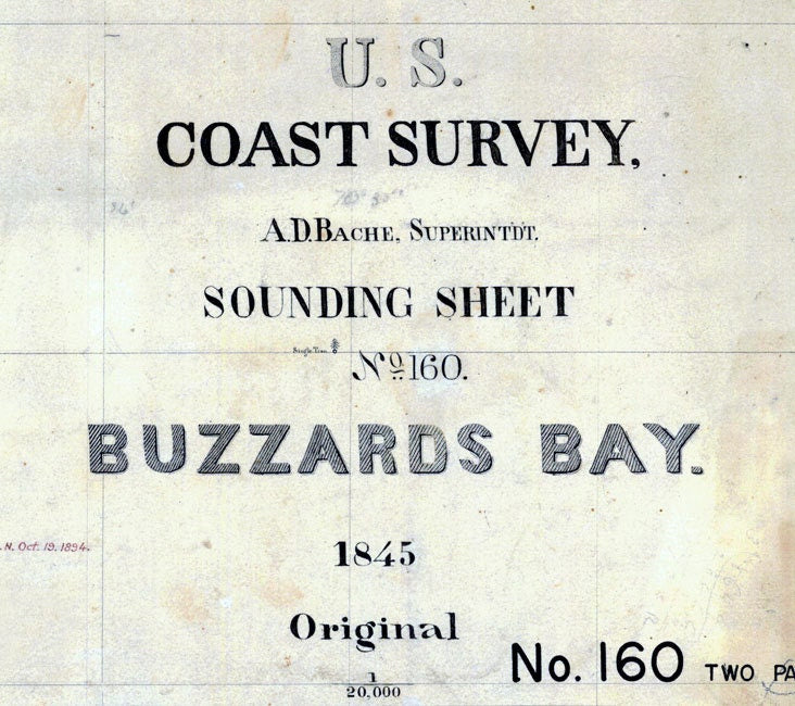 1845 Nautical Map of Buzzards Bay Massachusetts