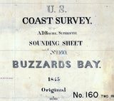1845 Nautical Map of Buzzards Bay Massachusetts