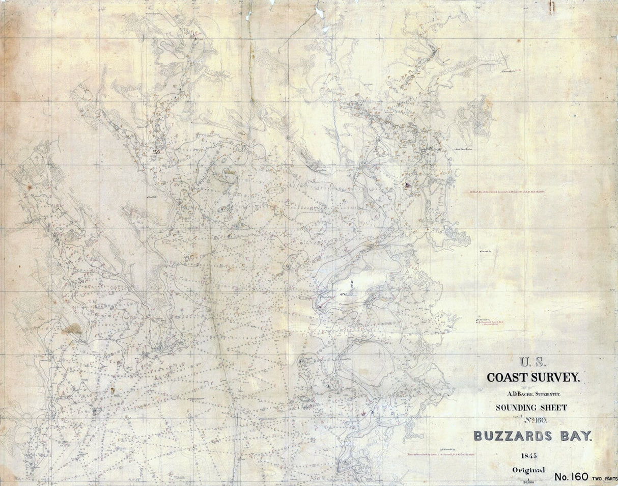 1845 Nautical Map of Buzzards Bay Massachusetts