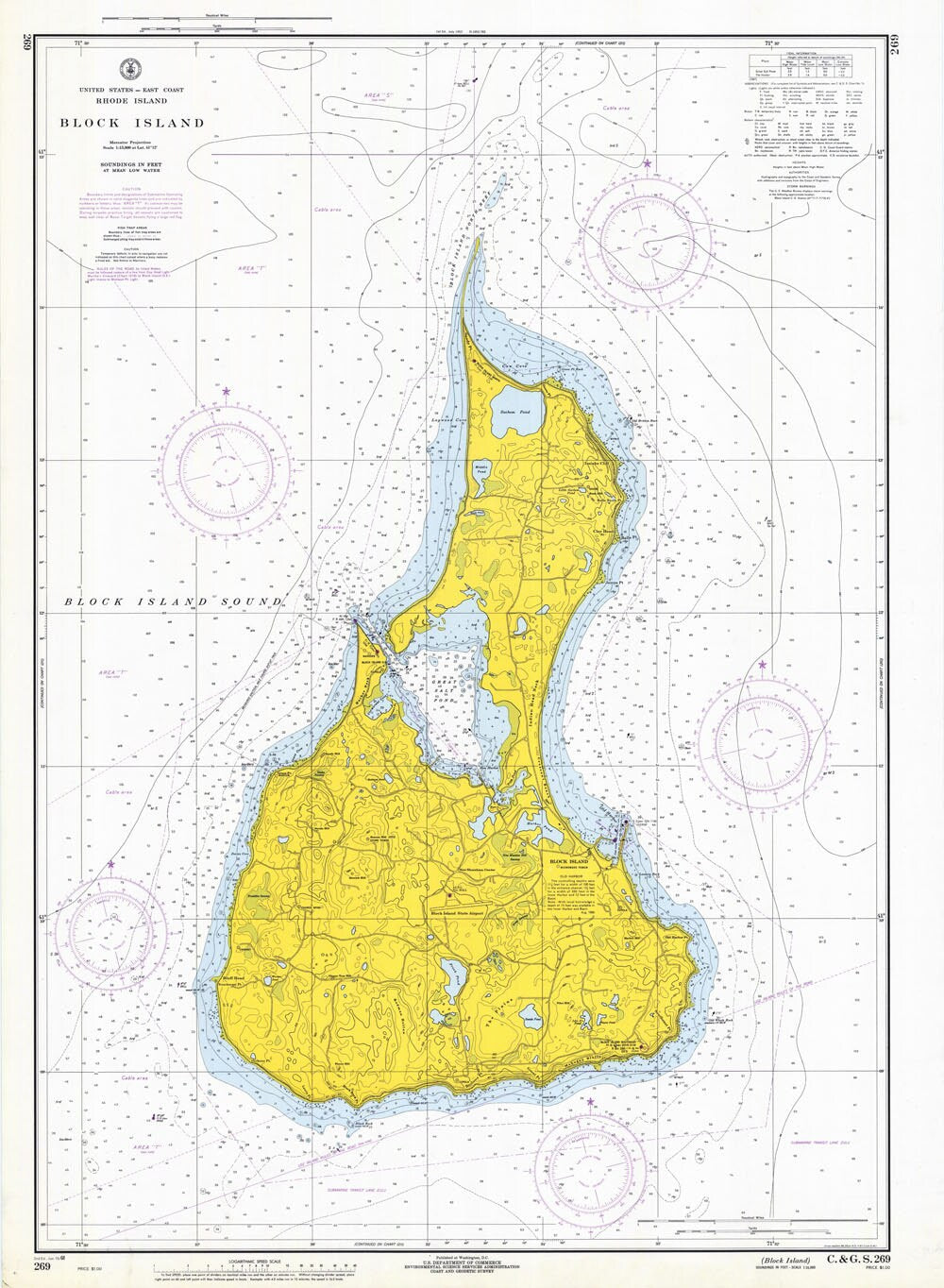 1968 Nautical Map of Block Island Rhode Island