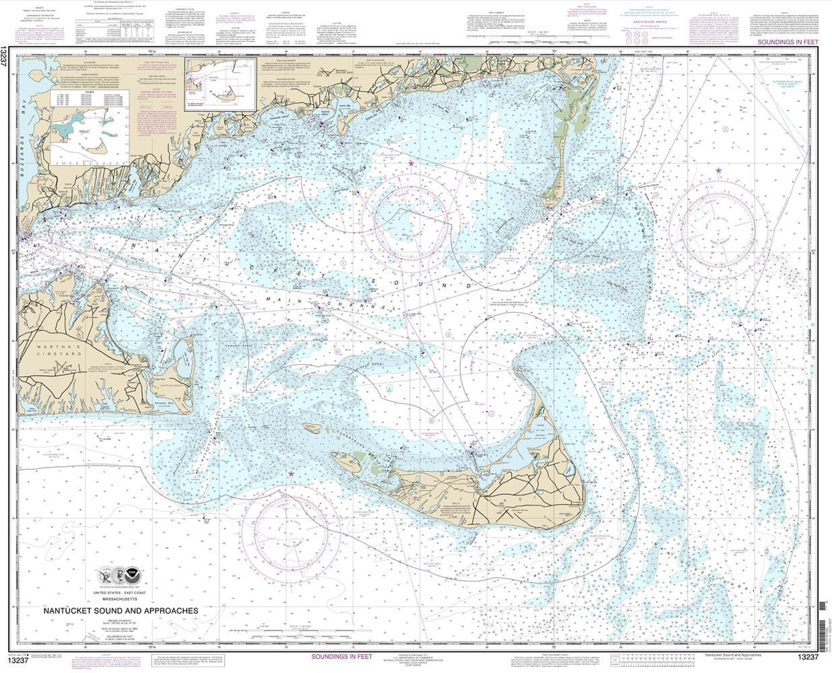 2013 Nautical Map of Nantucket Sound Massachusetts