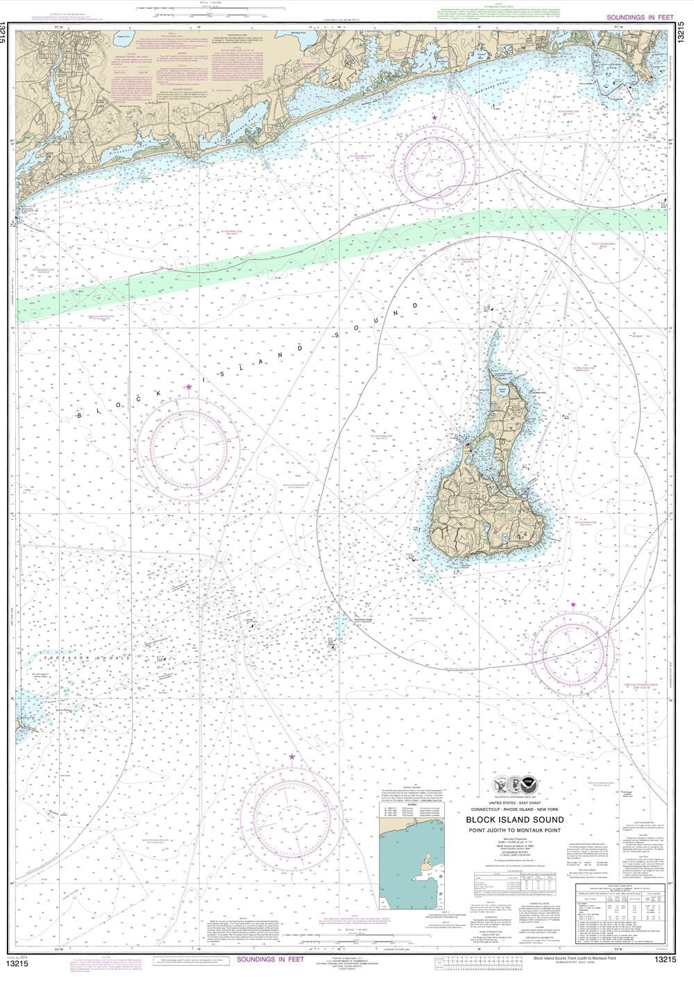 2014 Nautical Map of Block Island Sound Rhode Island