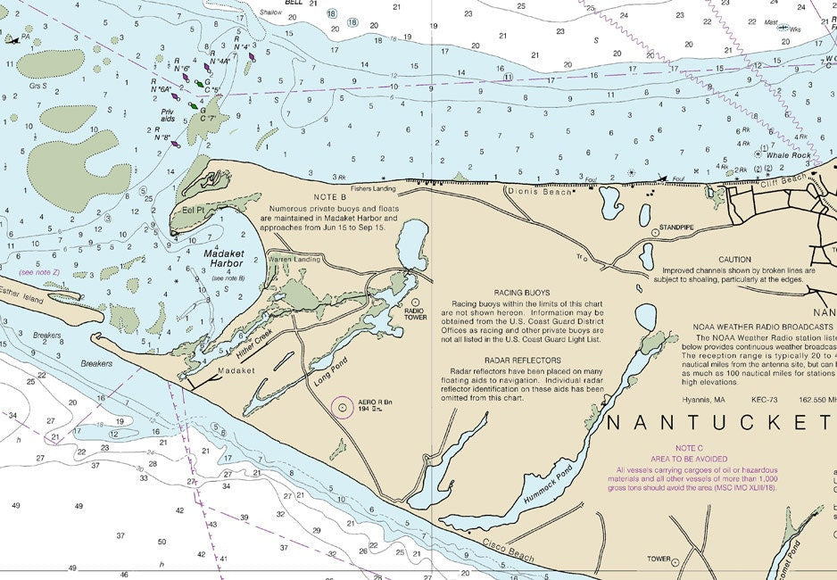 2014 Nautical Map of Nantucket Island Massachusetts