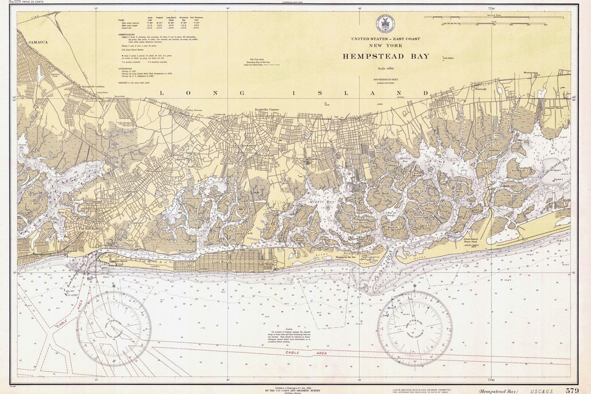 1934 Nautical Map of Hempstead Bay