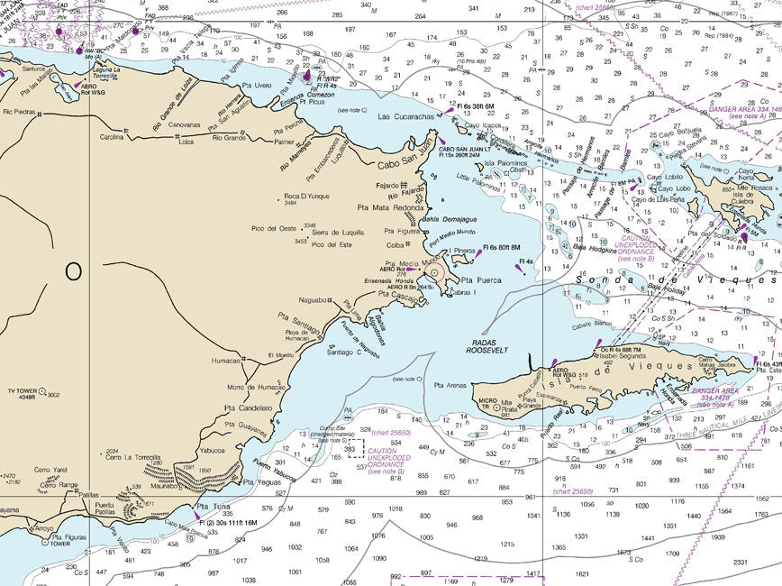 2013 Nautical Map of Puerto Rico and Virgin Islands