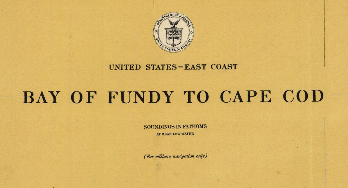 1917 Nautical Map of Bay of Fundy to Cape Cod Maine