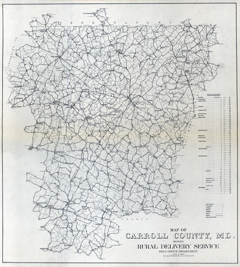 1911 Map of Carroll County Maryland