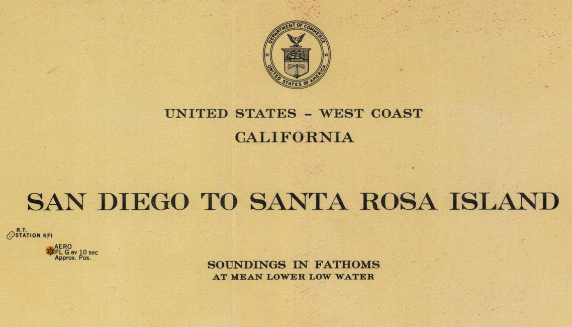 1941 Nautical Map of San Diego to Santa Rosa Island California