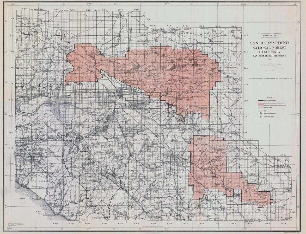 1925 Map of San Bernadino National Forest California