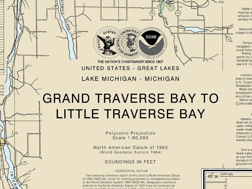 2016 Nautical Map of Grand Traverse Bay Lake Michigan