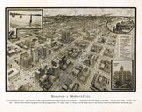 1912 Panoramic Map of Houston Texas