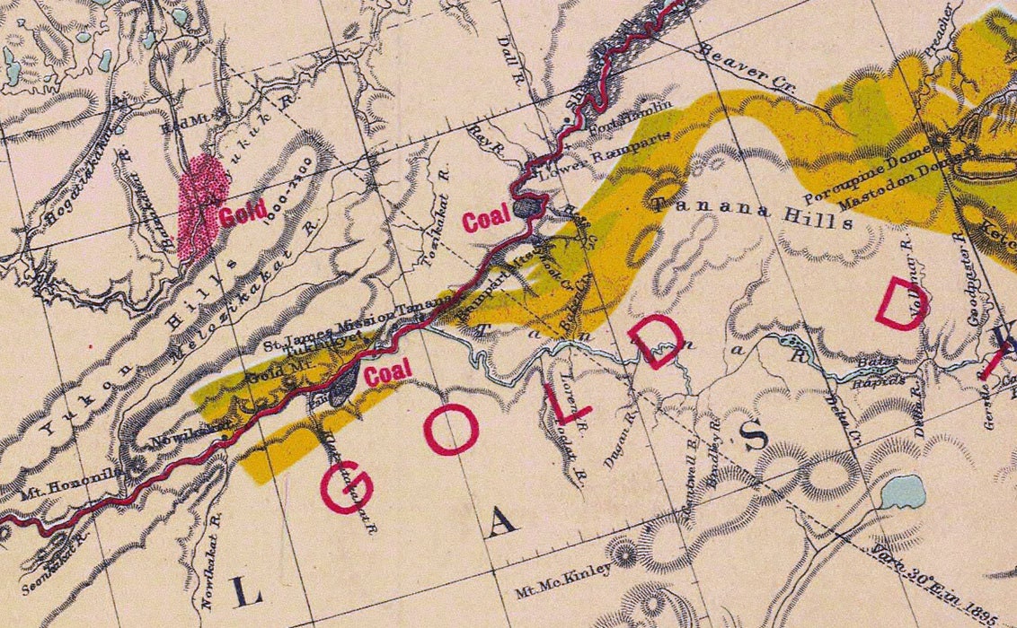 1898 Map of Alaska Gold and Coal Fields