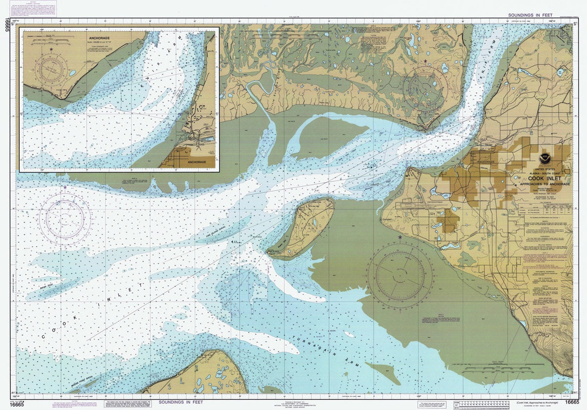 1986 Nautical Map of Cook Inlet Anchorage Alaska – Genealogical Surveyor