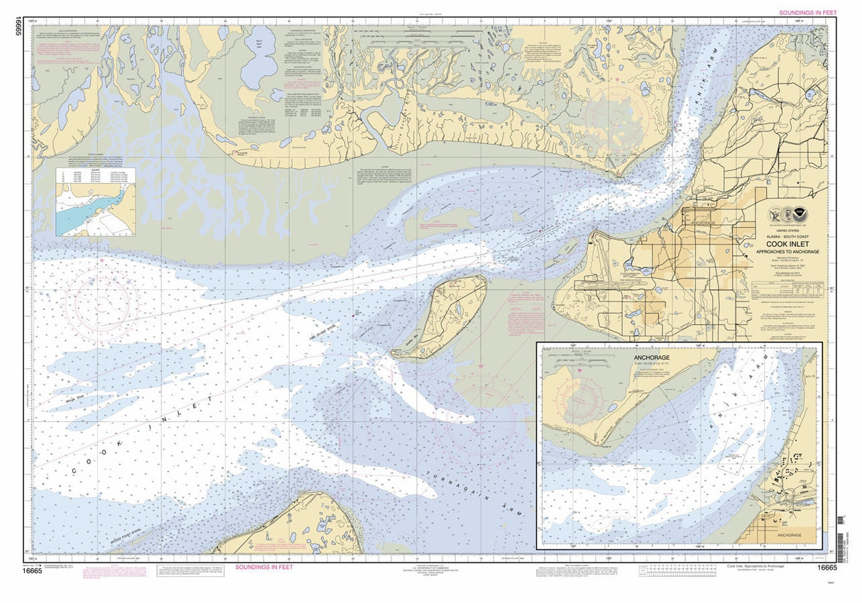 2011 Nautical Map of Cook Inlet Anchorage Alaska