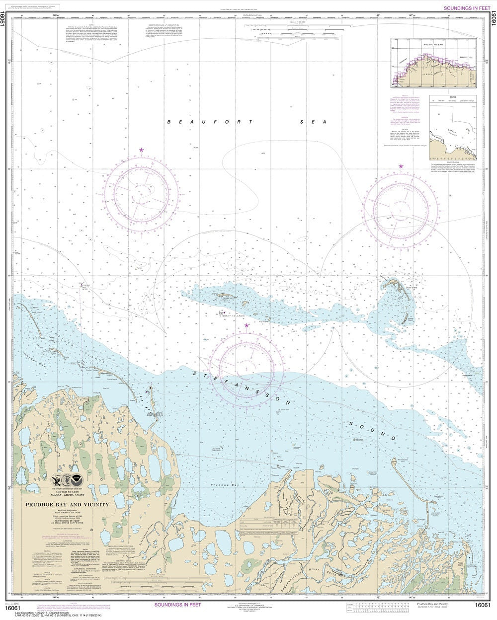 2015 Nautical Map of Prudhoe Bay Alaska