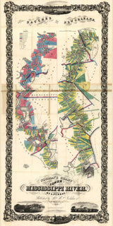 1858 Farm Map Normans Chart of the Lower Mississippi River