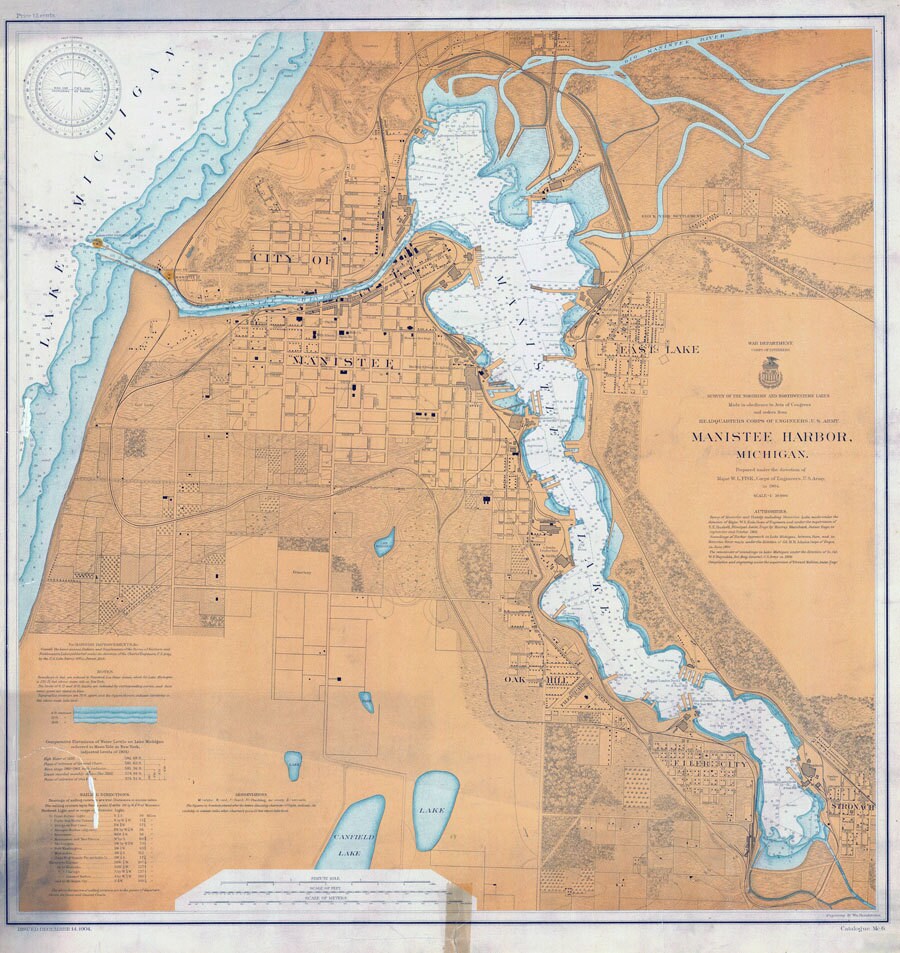 1904 Nautical Map of Manistee Harbor Manistee County Michigan