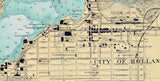 1908 Nautical Map of Holland Harbor & Black Lake Michigan