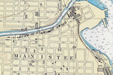 1944 Nautical Map of Manistee Harbor Manistee County Michigan