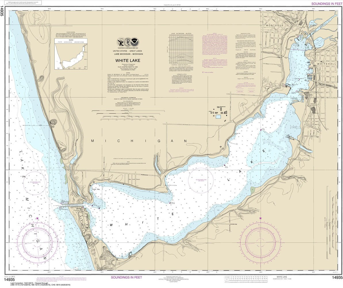 2015 Nautical Map of White Lake Michigan