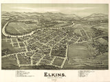 1897 Panoramic Map of Elkins West Virginia