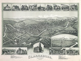 1898 Panoramic Map of Clarksburg West Virginia