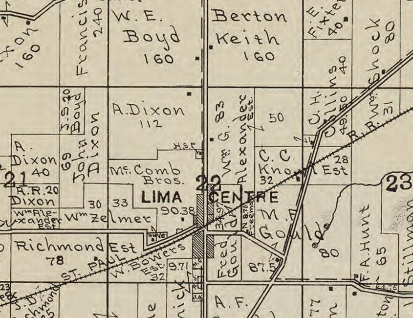 1917 Map of Lima Township Rock County Wisconsin