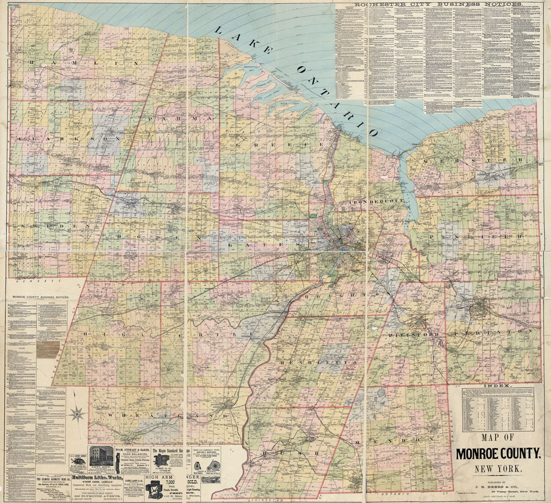 1887 Map of Monroe County New York with Farm Names