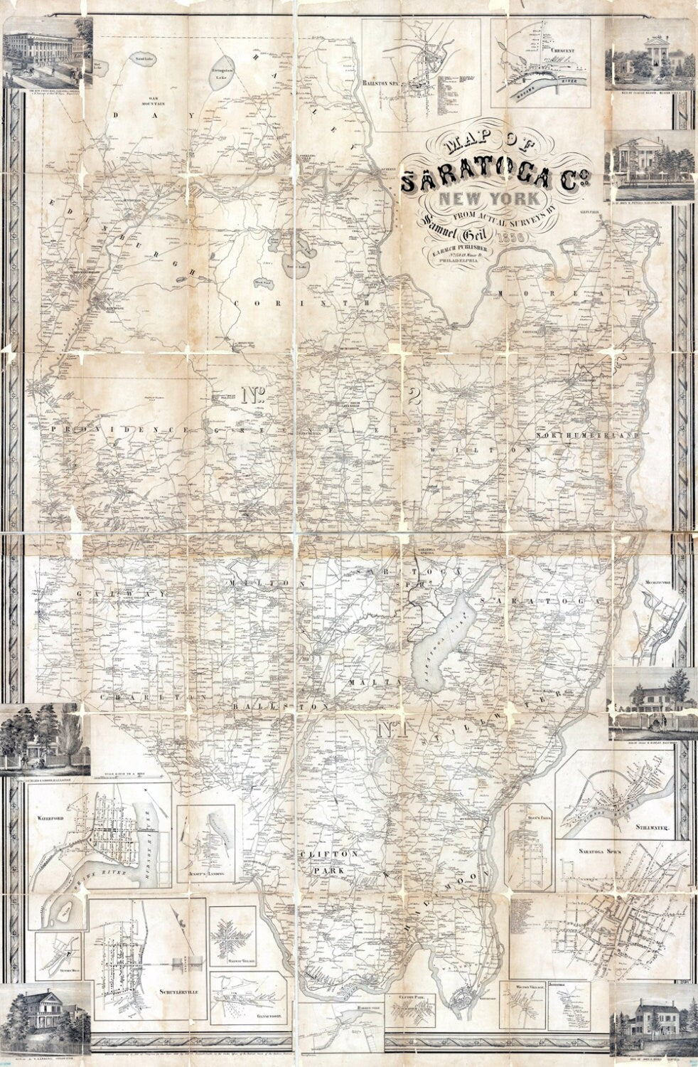 1856 Map of Saratogo County New York