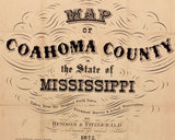 1872 Farm Line Map of Coahoma County Mississippi Jonestown