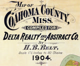 1904 Farm Line Map of Coahoma County Mississippi Clarksdale