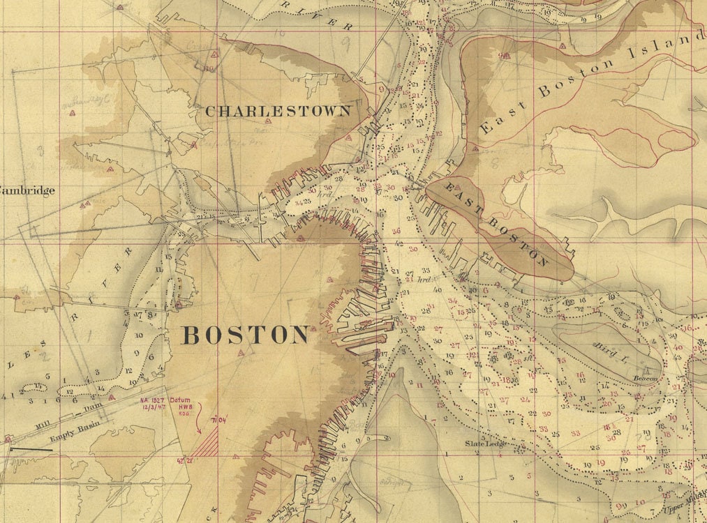 1860 Map of Boston Harbor Massachusetts