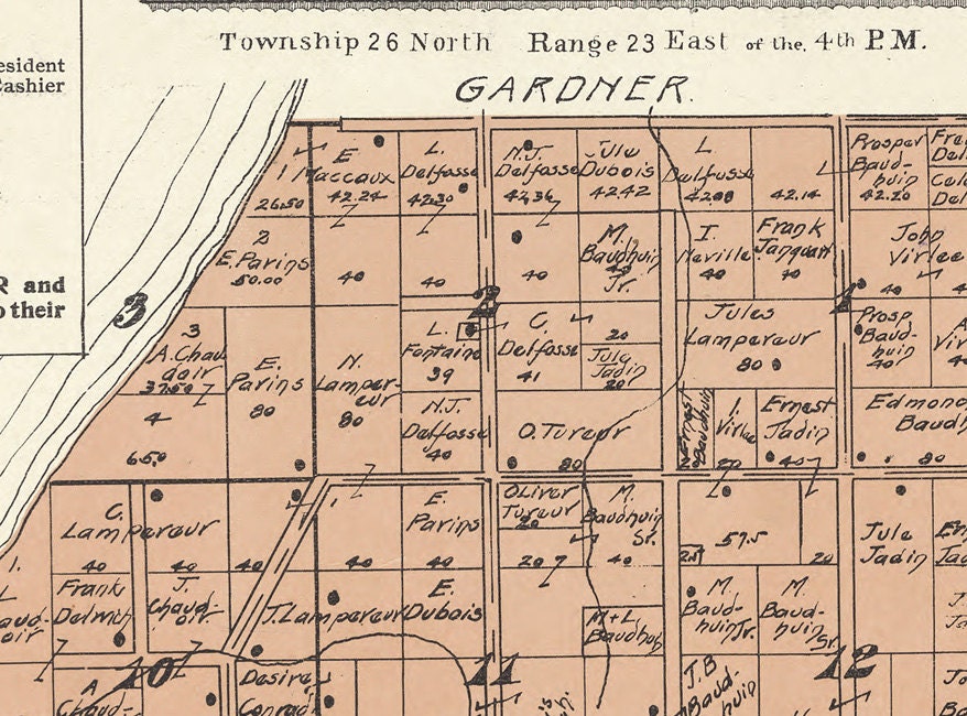 1914 Map of Union & Clay Banks Township Door County Wisconsin