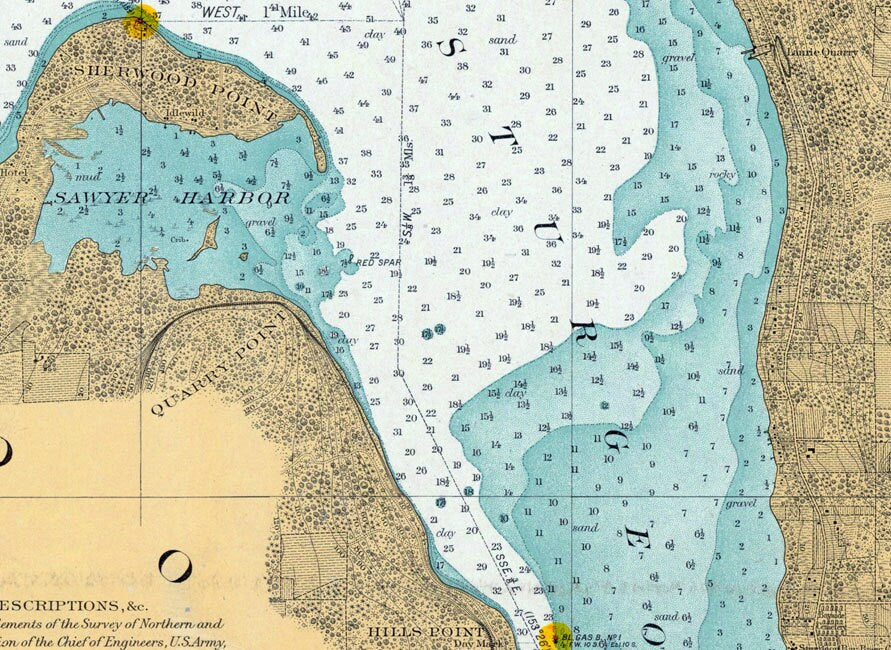 1908 Nautical Map of Sturgeon Bay Lake Michigan