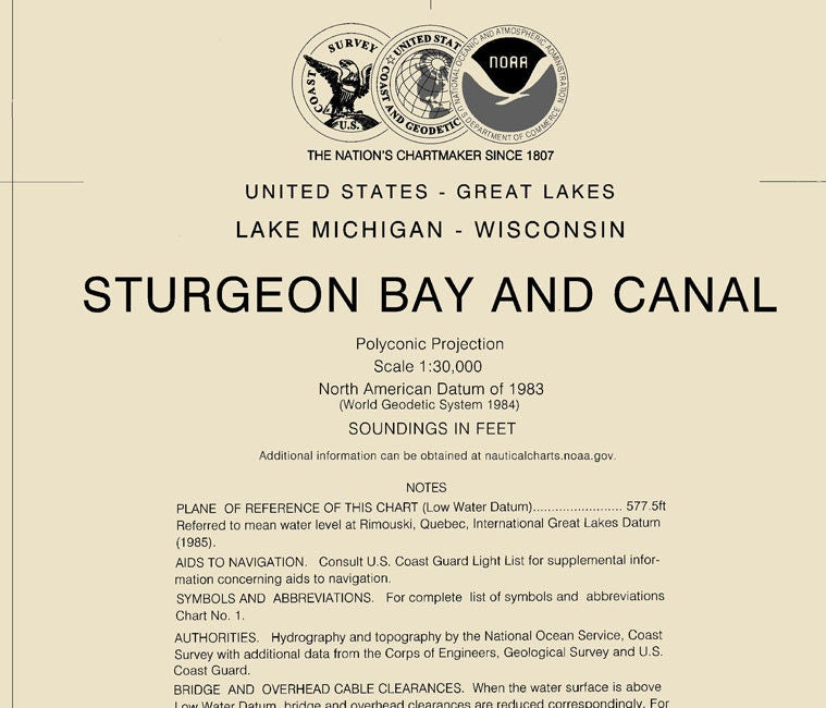 2015 Nautical Map of Sturgeon Bay & Canal Lake Michigan