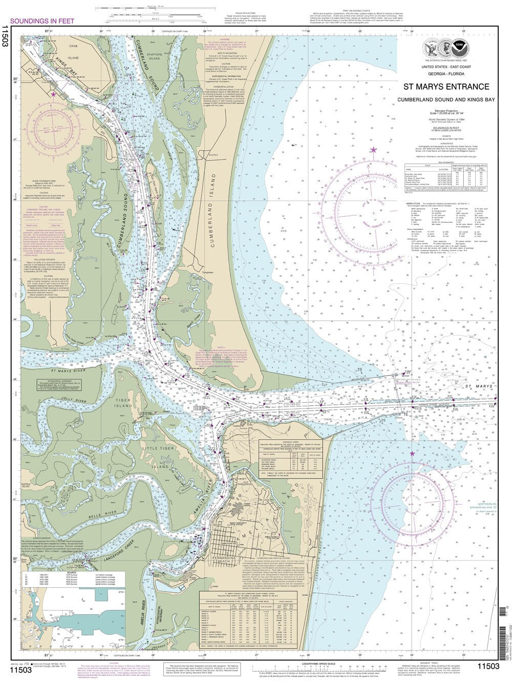 2013 Nautical Map of St Marys Entrance Georgia