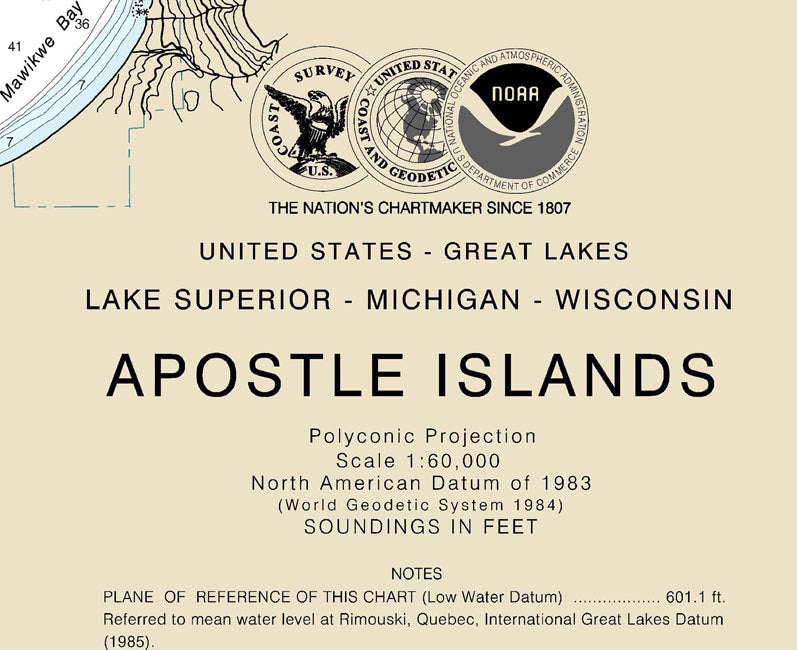 2014 Nautical Map of Apostle Islands Lake Superior