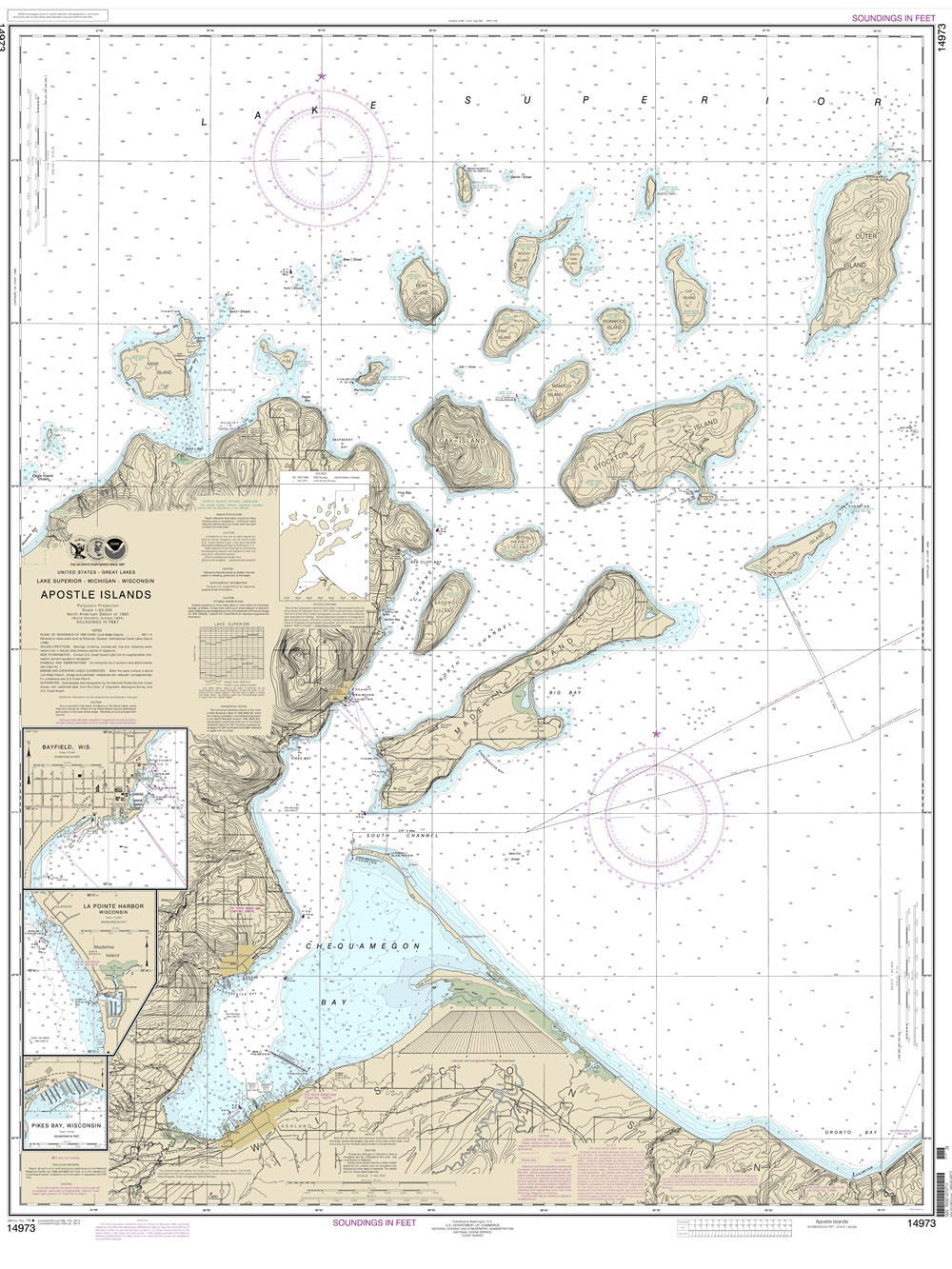 2014 Nautical Map of Apostle Islands Lake Superior