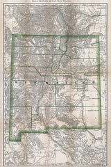 1879 Map of New Mexico showing stage lines and counties