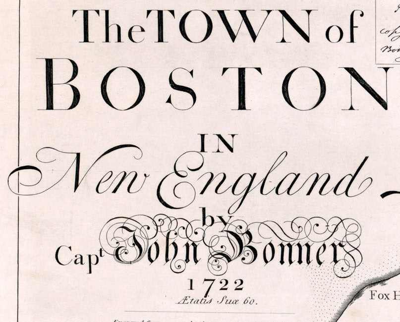 1722 Map of Boston in New England