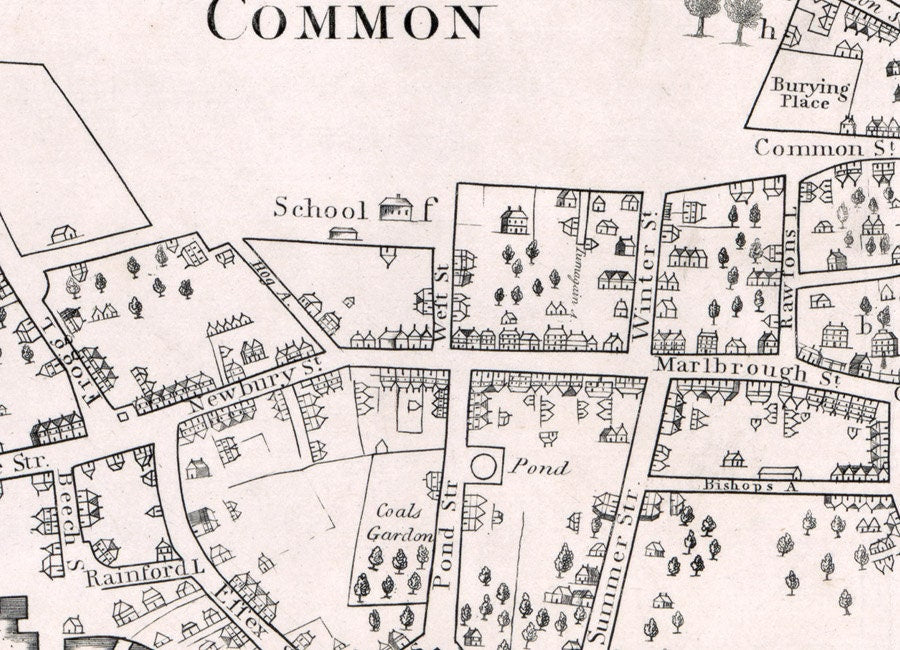 1722 Map of Boston in New England