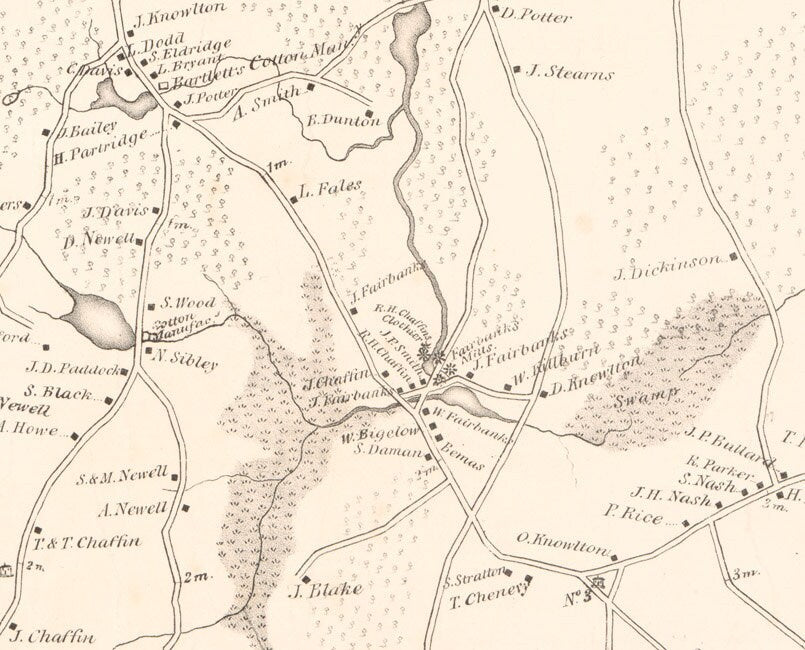 1832 Map of Holden Massachusetts