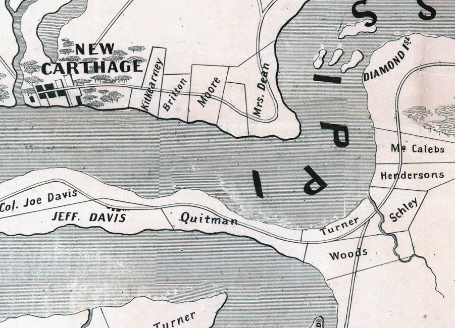 1863 Map of Vicksburg Mississippi Plantations