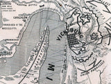 1863 Map of Vicksburg Mississippi Plantations