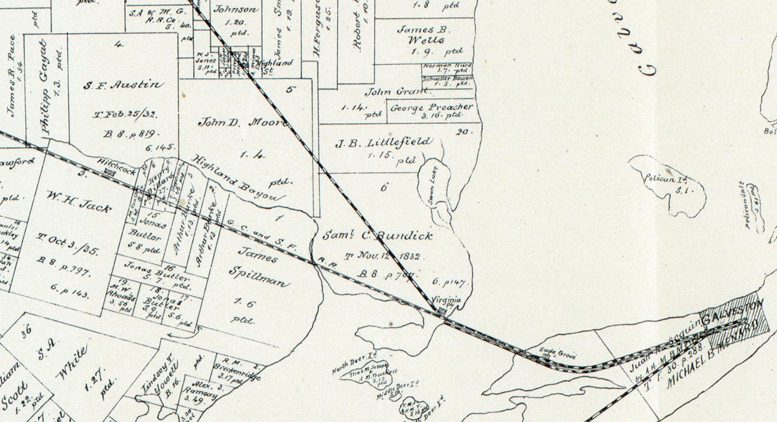 1879 Map of Galveston County Texas