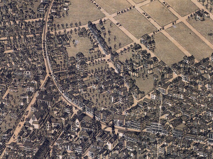 1876 Panoramic Map of Portland Maine