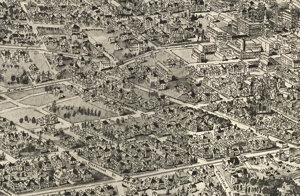 1912 Panoramic Map of Asheville Buncombe County North Carolina