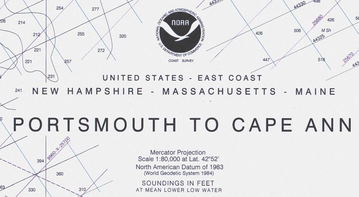 2000 Nautical Map of Portsmouth to Cape Ann Massachusetts