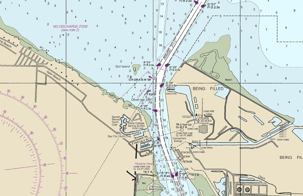 2013 Nautical Map of the Saginaw River Michigan