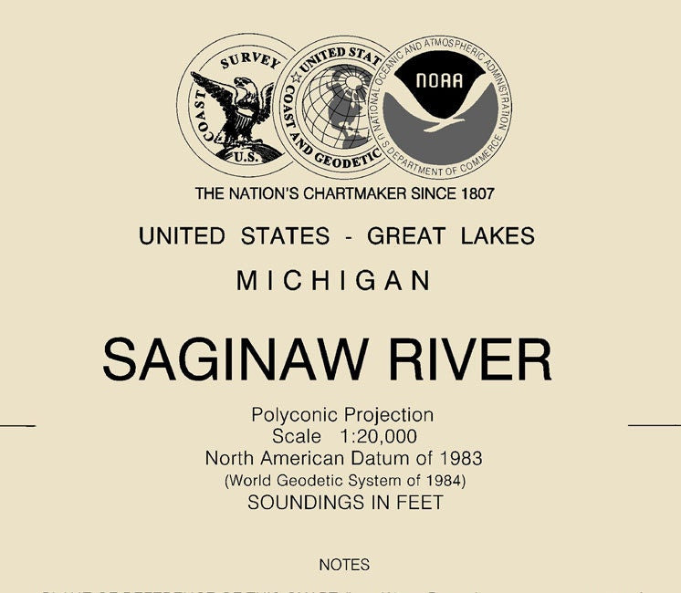 2013 Nautical Map of the Saginaw River Michigan